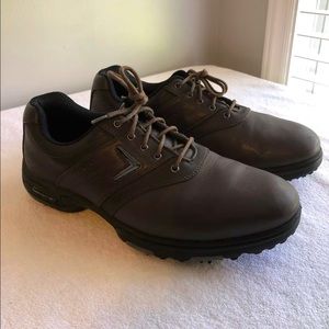 Callaway Golf Mens Brown Leather Golf Shoes